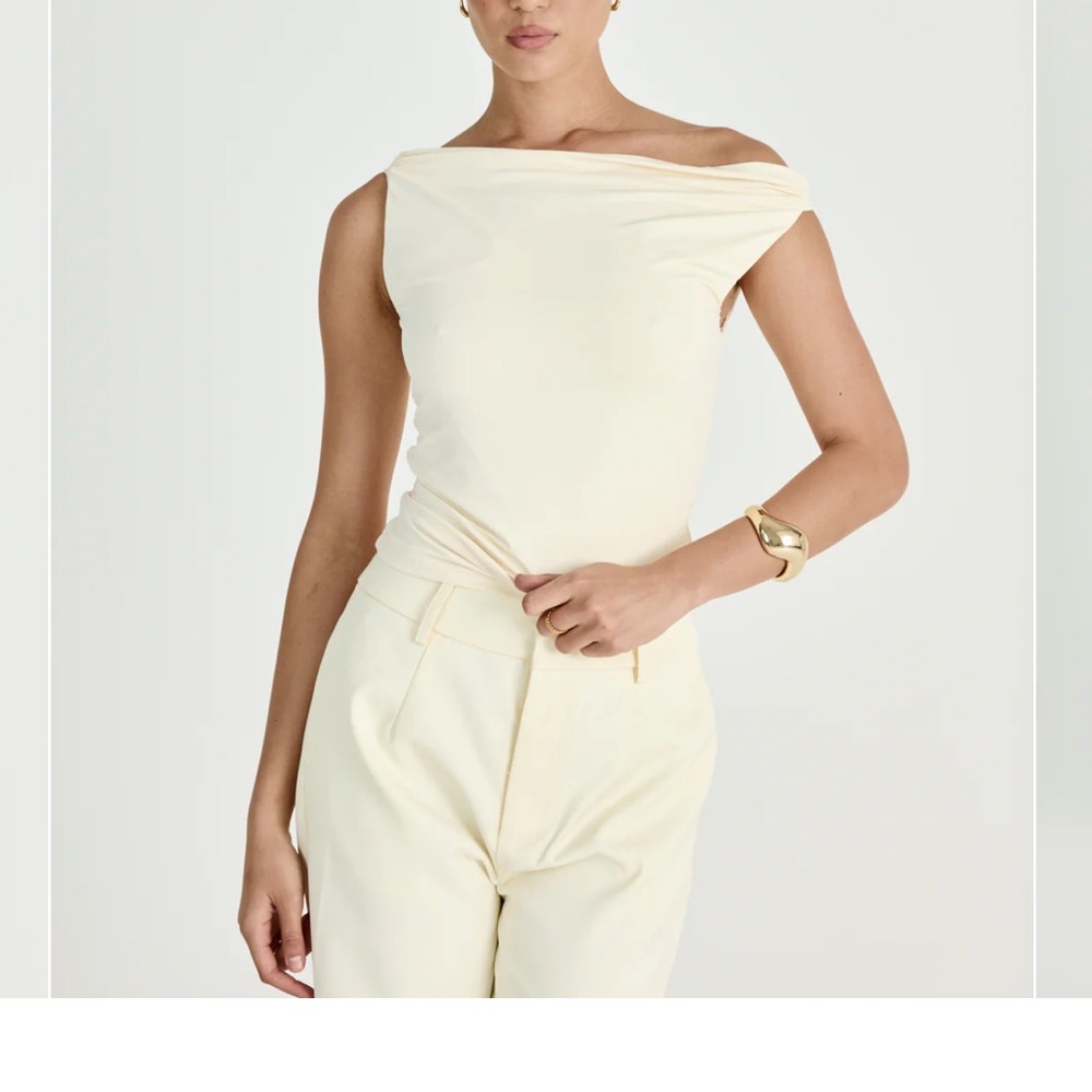 Charcoal Clothing Elegant Cream Off-Shoulder Top